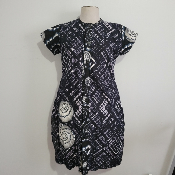 Ankara Print Short Sleeve Mini Shirt Dress Small - Picture 1 of 6